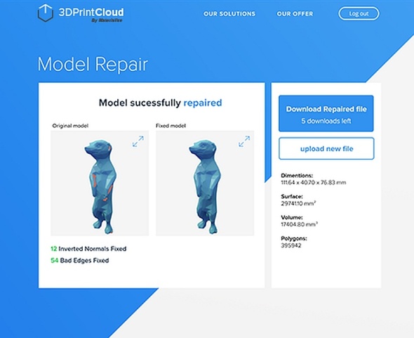 Prvním z uvolněných nástrojů je oprava modelu, další se již připravují (zdroj: 3DPrintCloud)