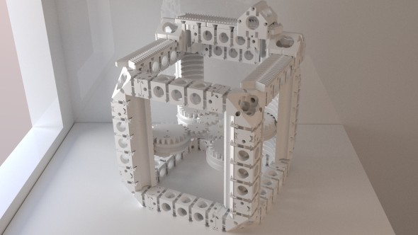 Snahou autorů reprapových zařízení je vytisknout na 3D tiskárně co nejvíc dílů pro složení další, identické sestavy. Na obrázku ukázka modulárního rámu a pojezdů projektu Dollo (zdroj: Instructables)