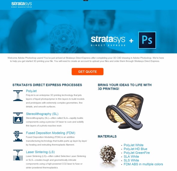 Služba Stratasys Direct Express zjednodušuje tisk z aplikace Adobe Photoshop CC