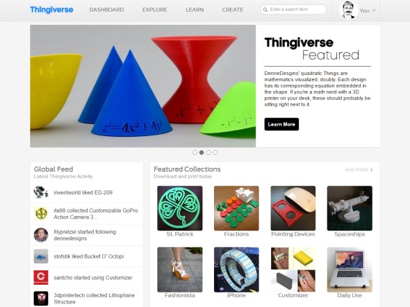 Portál Thingiverse, patřící pod MakerBot, je dnes nejoblíbenějším zdrojem modelů pro 3D tisk