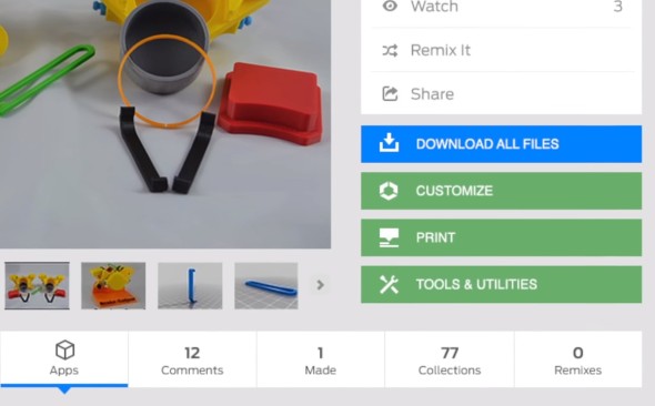 Nové aplikace na Thingiverse budou dostupné přímo na stránce s modelem k 3D tisku